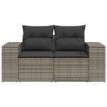 vidaXL Záhradná pohovka s vankúšmi 2-miestna sivá polyratanová – Obrázok 4