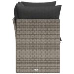 vidaXL Záhradná pohovka s vankúšmi 2-miestna sivá polyratanová – Obrázok 5