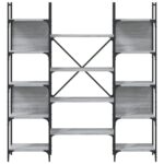 vidaXL Knižnica sivá sonoma 155,5x24x166,5 cm kompozitné drevo – Obrázok 5