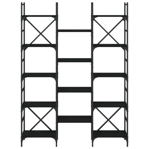vidaXL Knižnica čierna 127,5x28,5x172,5 cm kompozitné drevo – Obrázok 5