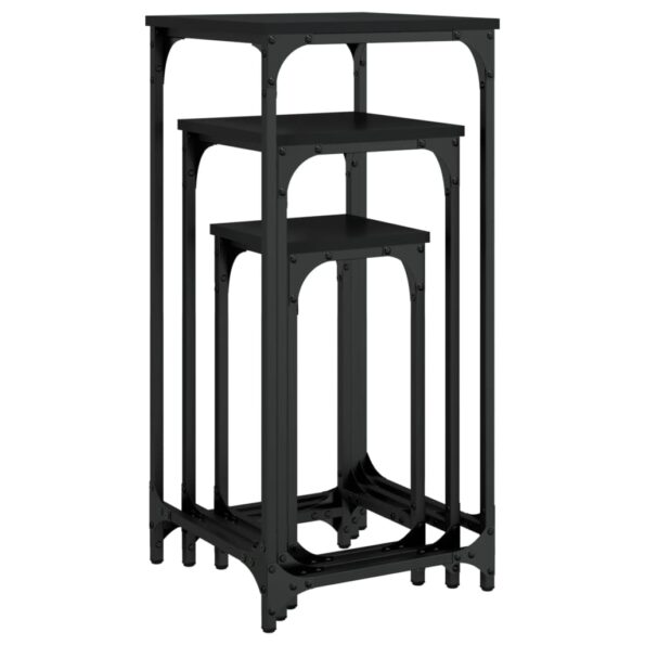 vidaXL Zasúvacie bočné stolíky 3 ks čierne kompozitné drevo – Obrázok 8