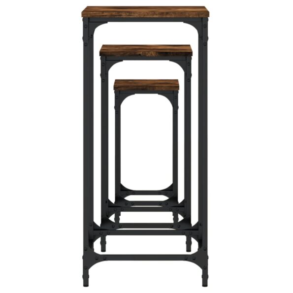 vidaXL Stohovateľné príručné stolíky 3 ks dymový dub kompozitné drevo – Obrázok 6