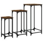 vidaXL Stohovateľné príručné stolíky 3 ks dymový dub kompozitné drevo – Obrázok 7