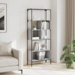 vidaXL Knižnica 5-poschod. sivá sonoma 76x33x188,5 cm kompozitné drevo – Obrázok 3