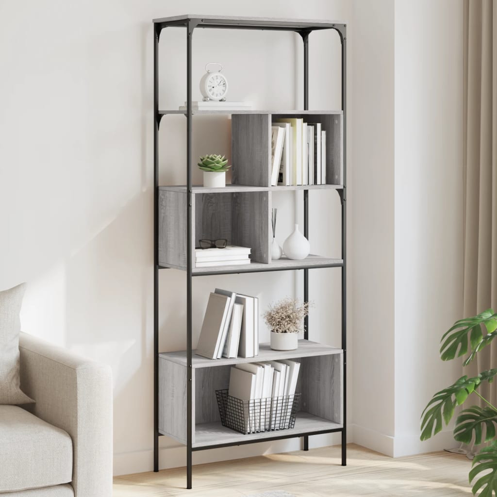 VXL8721012340572_m_en_hd_1.jpg vidaXL Knižnica 5-poschod. sivá sonoma 76x33x188,5 cm kompozitné drevo – Obrázok 1
