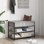 vidaXL Lavička na topánky sivá sonoma 70x42,5x50 cm kompozitné drevo – Obrázok 3