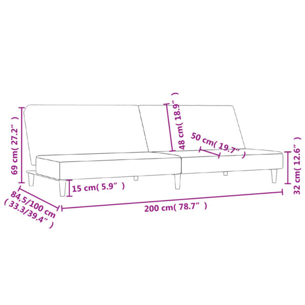 vidaXL 2-miestna rozkladacia pohovka, tmavosivá, látka – Obrázok 11