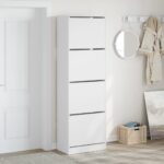 vidaXL Botník so 4 výklopnými zásuvkami biely 60x34x187,5 cm – Obrázok 3
