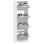 vidaXL Botník so 4 výklopnými zásuvkami biely 60x34x187,5 cm – Obrázok 4