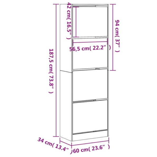 VXL8721012385658_g_en_hd_8.jpg vidaXL Botník so 4 výklopnými zásuvkami biely 60x34x187,5 cm – Obrázok 10