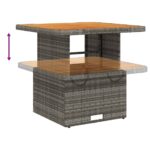 vidaXL Záhradný stôl sivý 80x80x71 cm polyratan a akáciový masív – Obrázok 4