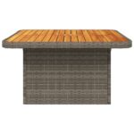 vidaXL Záhradný stôl sivý 80x80x71 cm polyratan a akáciový masív – Obrázok 6