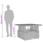 vidaXL Záhradný stôl sivý 110x110x71 cm polyratan a akáciový masív – Obrázok 12