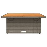 vidaXL Záhradný stôl sivý 110x110x71 cm polyratan a akáciový masív – Obrázok 5