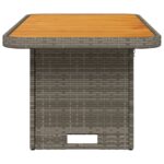 vidaXL Záhradný stôl sivý 90x55x71 cm polyratan a akáciový masív – Obrázok 6
