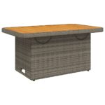 vidaXL Záhradný stôl sivý 90x55x71 cm polyratan a akáciový masív – Obrázok 7