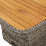vidaXL Záhradný stôl sivý 90x55x71 cm polyratan a akáciový masív – Obrázok 9