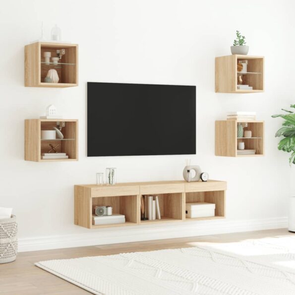 VXL8721012470002_g_en_hd_1.jpg vidaXL 7-dielne TV nástenné skrinky s LED dub sonoma kompozitné drevo – Obrázok 3