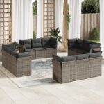 vidaXL 12-dielna záhradná súprava pohoviek s vankúšmi sivá polyratan