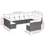 vidaXL 12-dielna záhradná súprava pohoviek s vankúšmi sivá polyratan – Obrázok 3