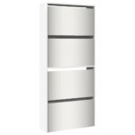 vidaXL Botník so zrkadlom 4-poschodový vysoký lesk biely 63x17x134 cm – Obrázok 2