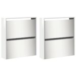 vidaXL Botník so zrkadlom 4-poschodový vysoký lesk biely 63x17x134 cm – Obrázok 6