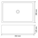 vidaXL Keramické umývadlo, biele, 41x30x12 cm – Obrázok 5