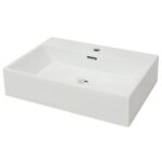 vidaXL Umývadlo s otvorom na batériu, keramika, biele 60,5x42,5x14,5cm – Obrázok 2
