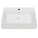 vidaXL Umývadlo s otvorom na batériu, keramika, biele 60,5x42,5x14,5cm – Obrázok 3