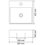 vidaXL Umývadlo s otvorom na batériu, keramika, biele 60,5x42,5x14,5cm – Obrázok 6