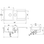 vidaXL Granitový kuchynský drez s dvoma vaničkami biely – Obrázok 8
