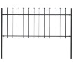 vidaXL Záhradný plot so špicatými vrchmi čierny oceľový 1,7x0,8 m