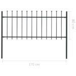 vidaXL Záhradný plot so špicatými vrchmi čierny oceľový 1,7x0,8 m – Obrázok 5