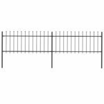 vidaXL Oceľový záhradný plot so špicatými vrchmi čierny 3,4-0,8 m