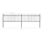 vidaXL Oceľový záhradný plot so špicatými vrchmi čierny 3,4-0,8 m – Obrázok 5