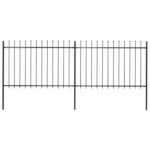 vidaXL Záhradný plot so špicatými vrchmi čierny oceľový 3,4x1,2 m