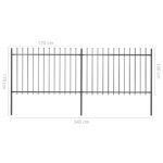 vidaXL Záhradný plot so špicatými vrchmi čierny oceľový 3,4x1,2 m – Obrázok 5