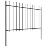 vidaXL Záhradný plot s vrchnou časťou z ocele 892,5x120 cm čierny – Obrázok 2