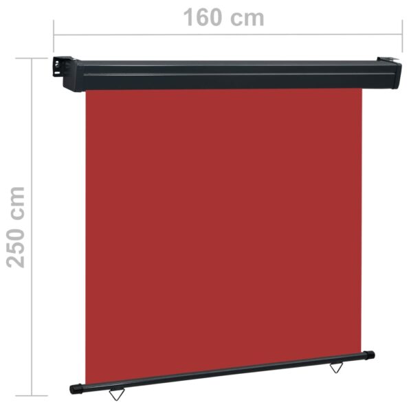 vidaXL Bočná markíza na balkón 160x250 cm, červená – Obrázok 10