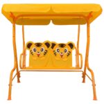 vidaXL Detská hojdacia lavica žltá 115x75x110 cm látka – Obrázok 2
