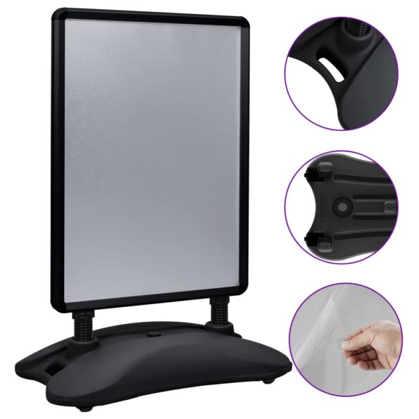 vidaXL Stojan na plagát A1 plnený vodou čierny hliníková zliatina – Obrázok 6