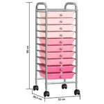 vidaXL Mobilný úložný vozík s 10 zásuvkami ombre a ružový plastový – Obrázok 9