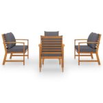 vidaXL 5-dielna záhradná sedacia súprava s podložkami akáciový masív – Obrázok 3