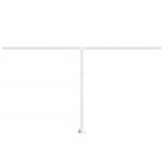vidaXL Súprava markízových stĺpikov biela 450x245 cm železo – Obrázok 3