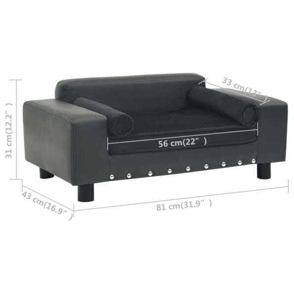 vidaXL Pohovka pre psa, tmavosivá 81x43x31 cm, plyš a umelá koža – Obrázok 8