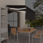 vidaXL Automatická markíza tienidlo&LED&senzor vetra antracitová