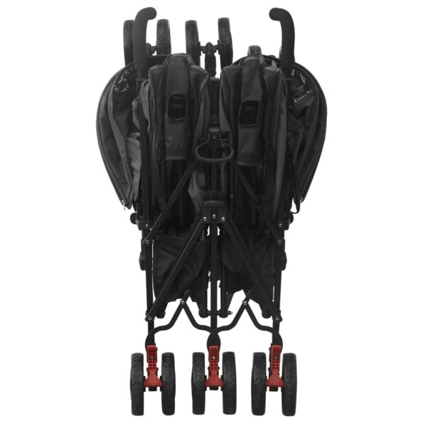 vidaXL Kočík pre dvojičky antracitový oceľový – Obrázok 8