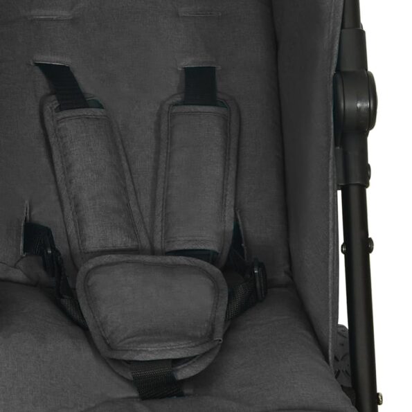 vidaXL Kočík pre dvojičky antracitový oceľový – Obrázok 9