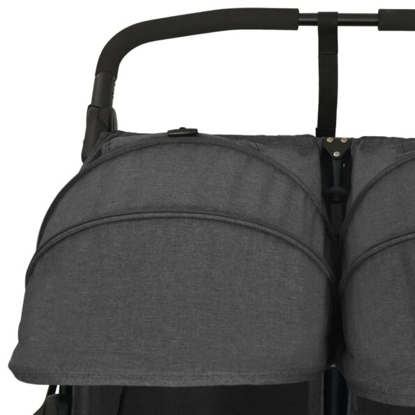 vidaXL Kočík pre dvojičky antracitový oceľový – Obrázok 8