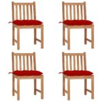 vidaXL Záhradné stoličky 4 ks s podložkami tíkový masív